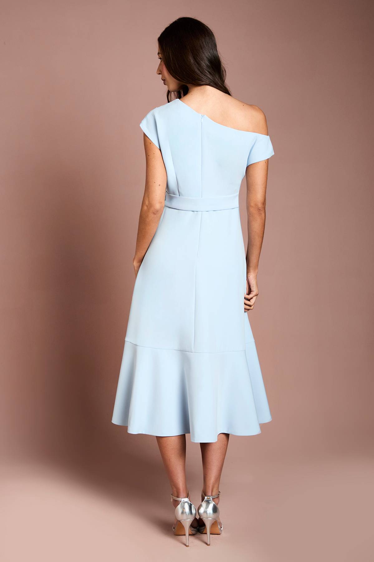 Coast Robe Midi En Crêpe À Épaule Dénudée Avec Détail De Volant Drapé Petite