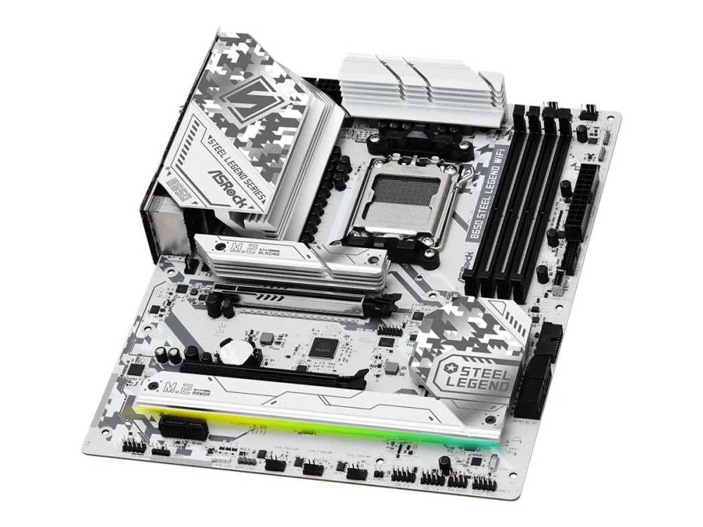 ASRock B650 Steel Legend WiFi - Bundkort - ATX - Socket AM5 - AMD B650 Chipset - USB-C 3.2 Gen 2x2, USB 3.2 Gen 2, USB-C 3.2 Gen 1, USB 3.2 Gen 1 - 2.5 Gigabit LAN, Wi-Fi 6E, Bluetooth - onboard grafik (CPU påkrævet) - HD Audio (8-kanaler)