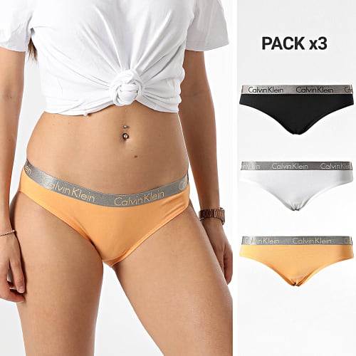 Lot De 3 Culottes Femme QD3561E Noir Blanc Orange