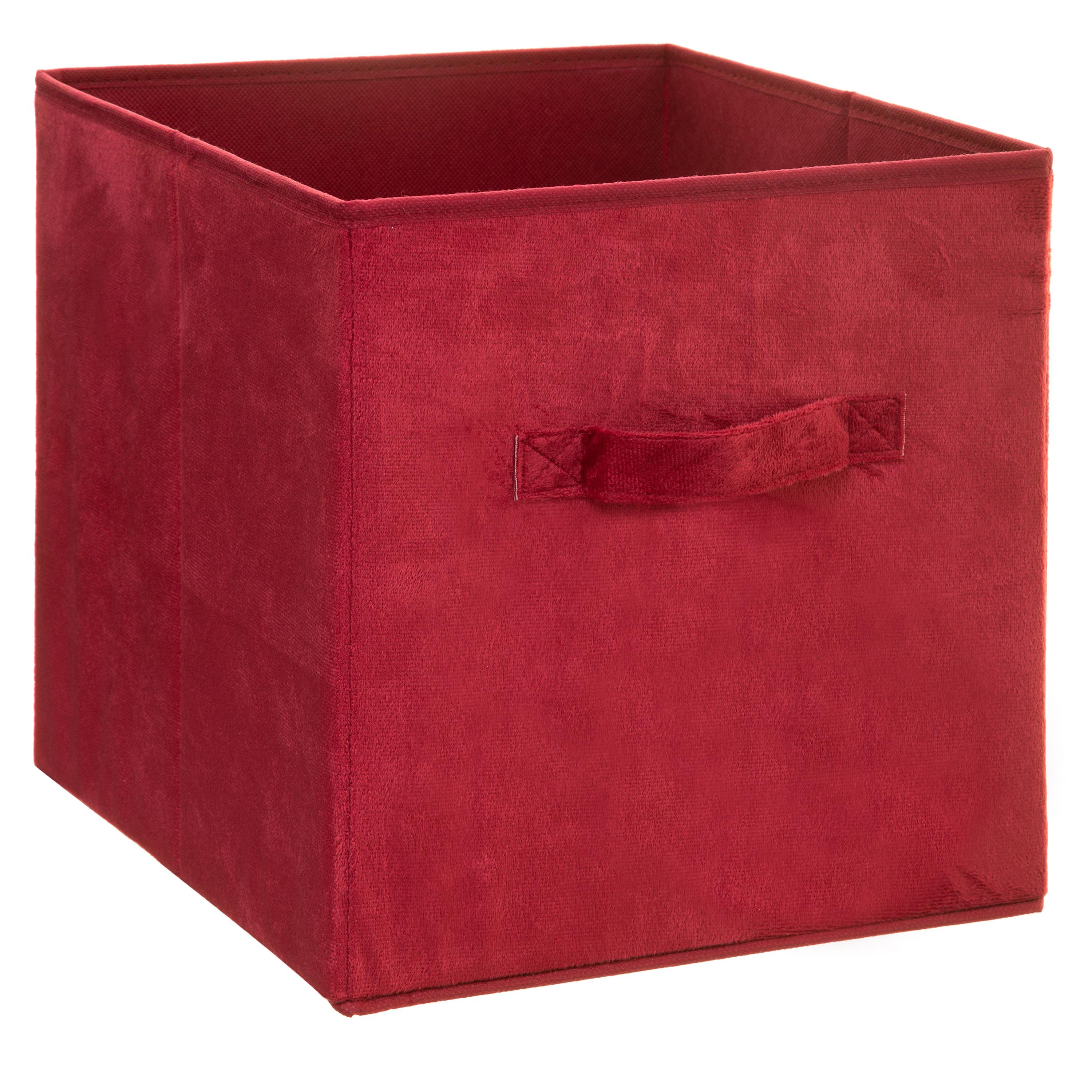 BOITE RANGEMENT VELOURS ROUGE 31X31CM