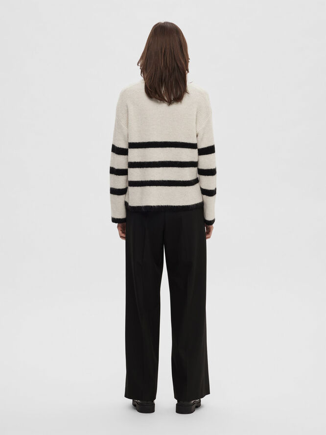 Selected Femme SLFMALINE LS WOOL KNIT HALF ZIP NOOS Birch/black