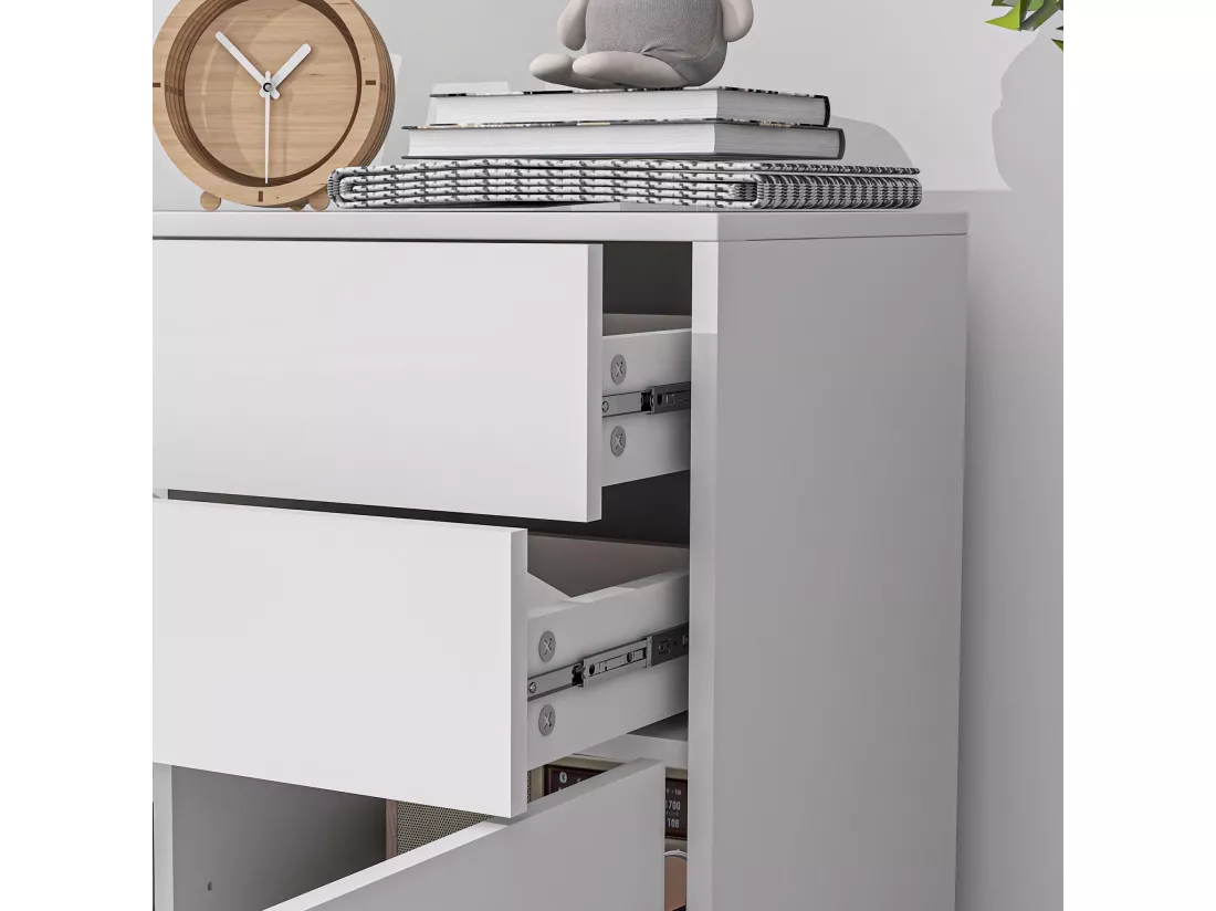 Commode buffet meuble de rangement 2 tiroirs 2 portes avec étagère 79 x 36 x 74 cm blanc laqué