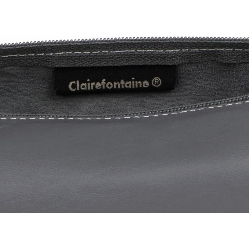 CUIR TEINTE Trousse ronde Ø5,5 x 22 cm - Gris