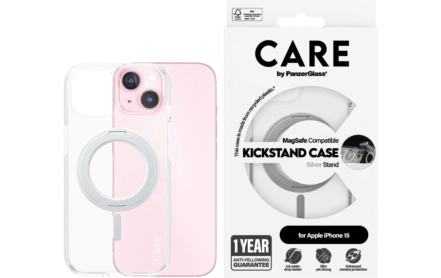 Back Cover Feature Kickstand iPhone 15 SilberSchutzhülle für das Apple iPhone 15