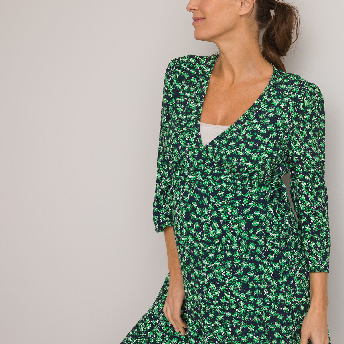 COLEÇÕES LA REDOUTE<br>Vestido de maternidade, estilo envelope