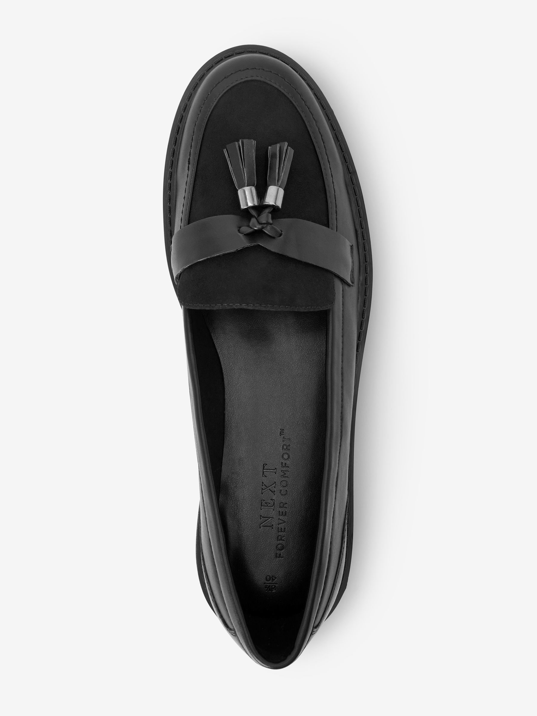 Zwart - Loafers met dikke zool met profiel en kwastjes