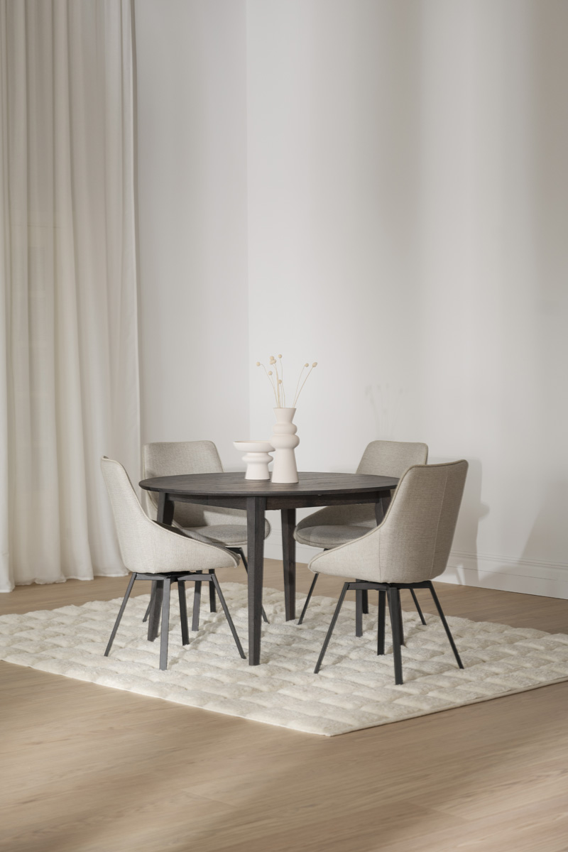 Eettafel Filippa rond donkerbruin uitschuifbaar 170 x 105 cm