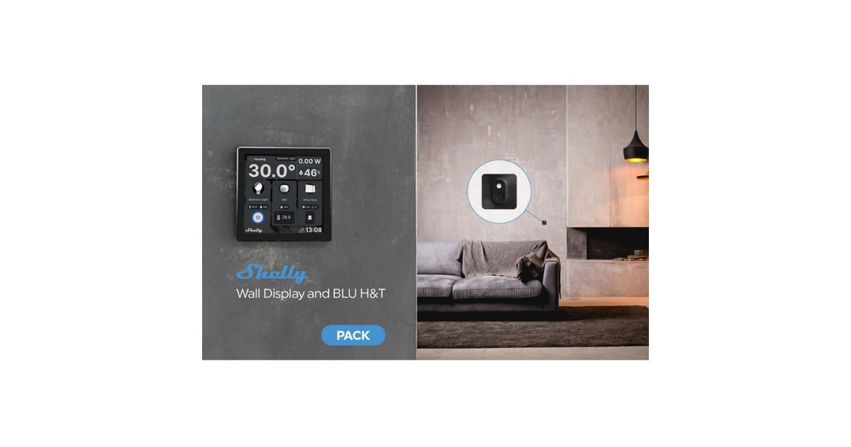 ShellyWall Display Black + Blu H&T Black (bundle) monitor  (Zwart)