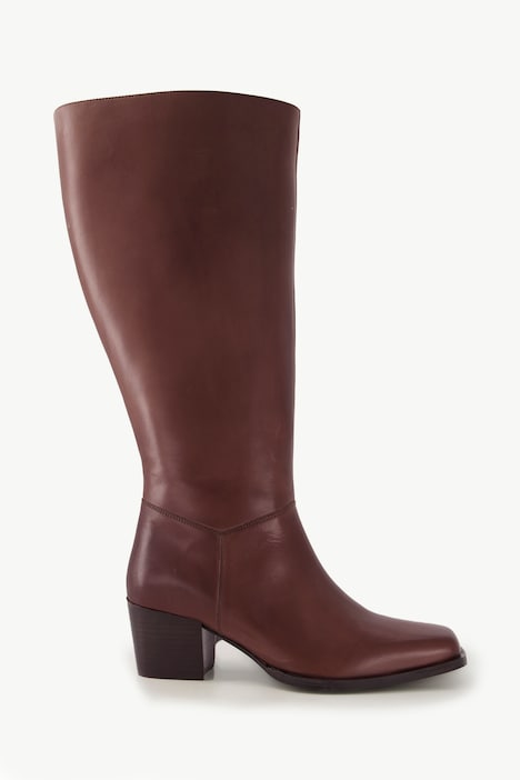 Lederstiefel, XXXL-Schaft, Elastikeinsatz, Weite H