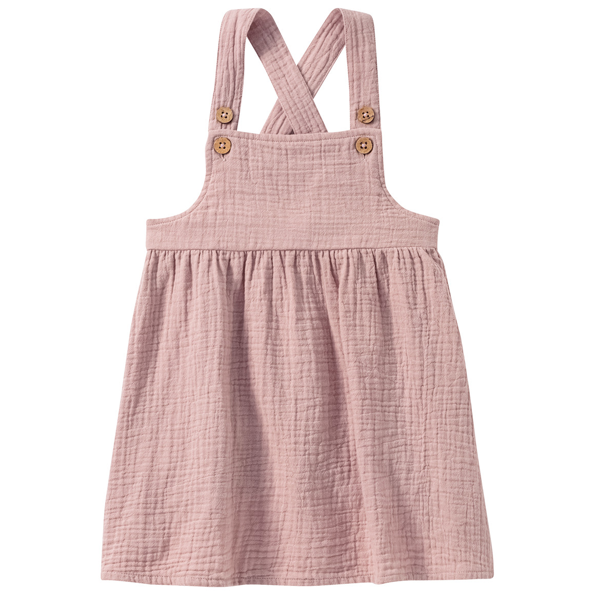 Topomini Pure Collection Baby Musselin-Latzkleid mit Elastikbund puderrosa