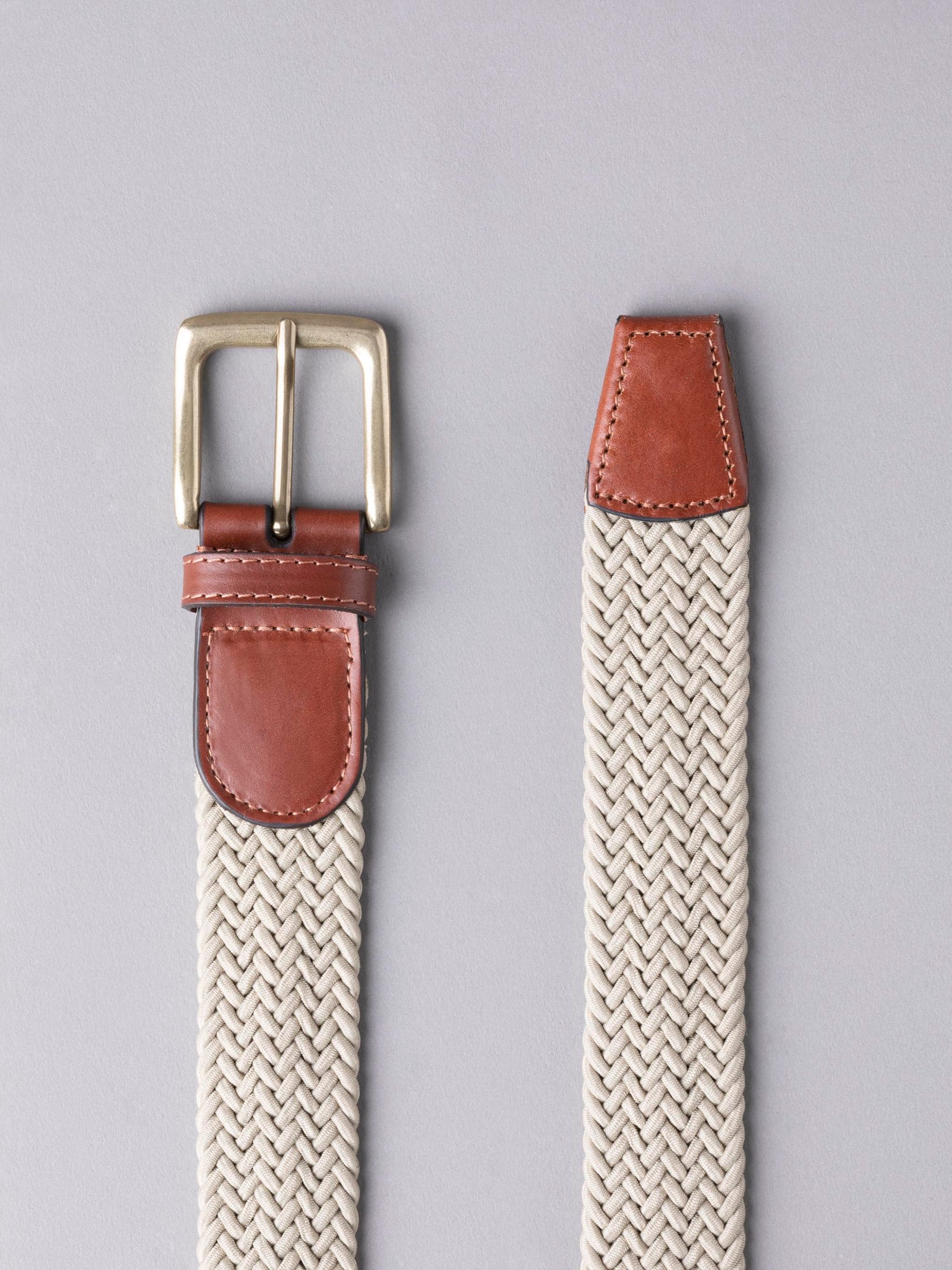 Pastelgeel - Lakeland leren Greythwaite gevochten riem