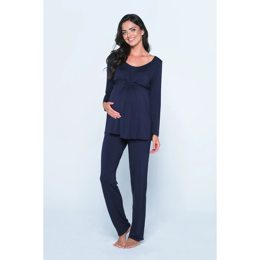 Cool Mama Umstands- und Still-Pyjama 2 in 1 Navy blau