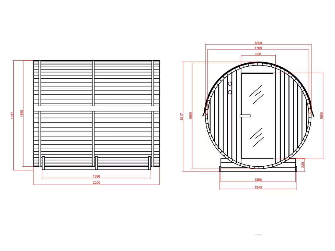 Sauna d'extérieur 6 places - L185 x P220 x H190 cm - ISOKYRO