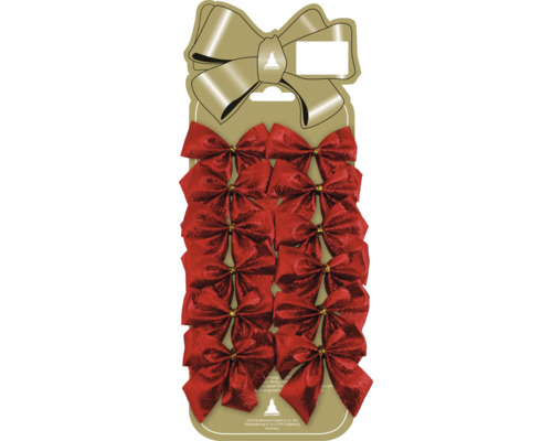 Kerstboomversiering, strikken, 12 stuks, rood