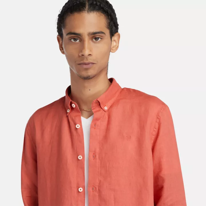 Chemise en lin Mill Brook pour homme en orange