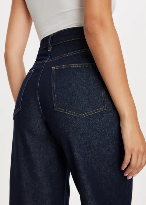 Wide leg jeans rinse wassing blauw (INDIGO)
