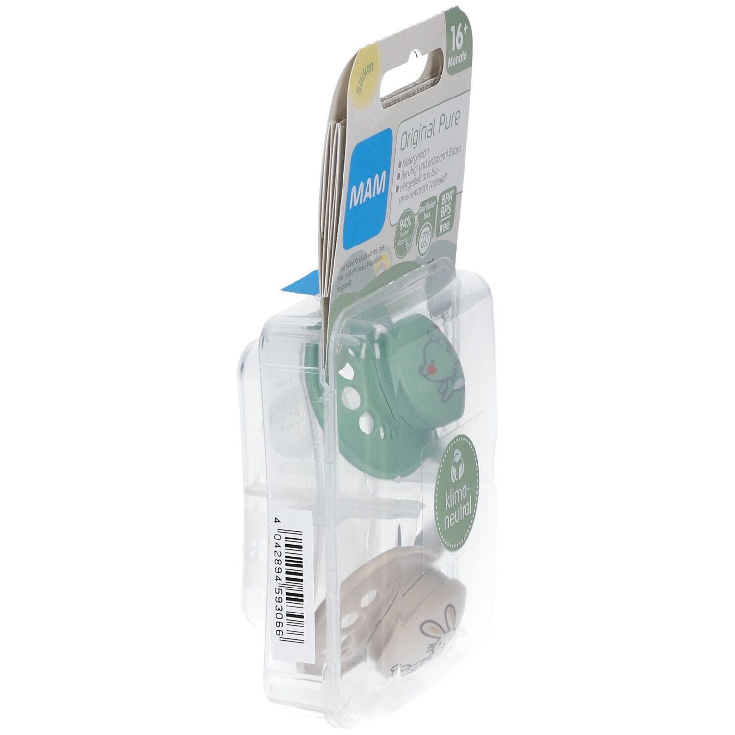 MAM Original Pure Silikonschnuller 16+ Monate, Wolf/ Hase