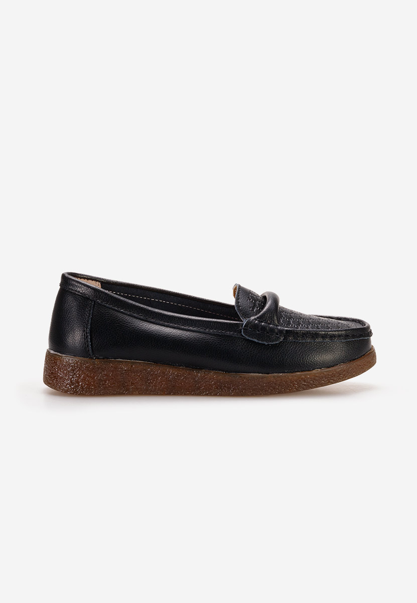 Mocassins en cuir naturel noirs Telisa