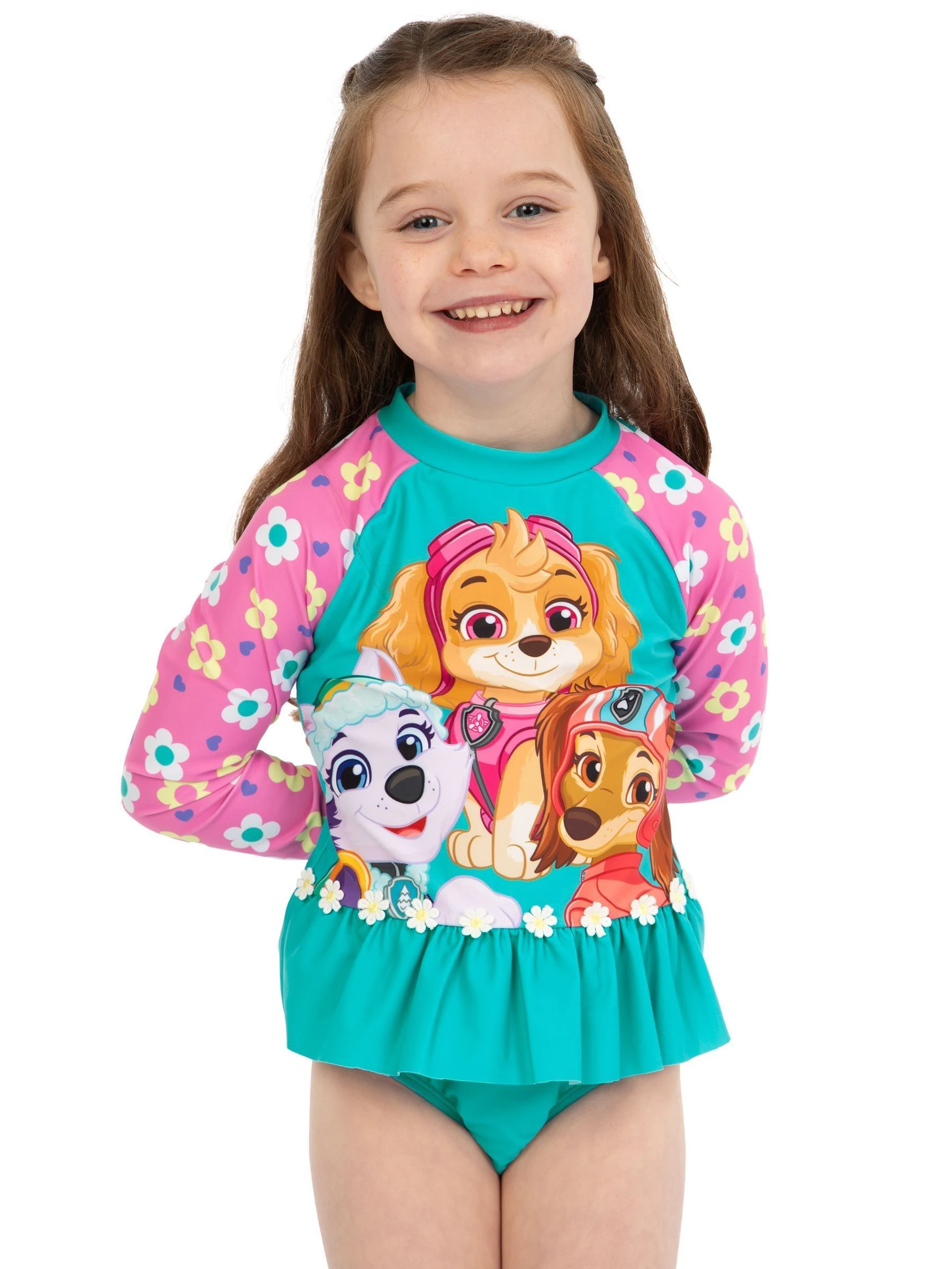 Personage PAW Patrol Skye zwempak met lange mouwen en bloemenprint