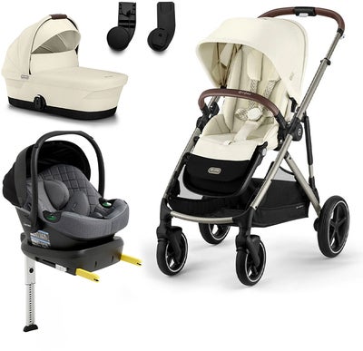 Cybex GAZELLE S Duovogn inkl. Beemoo Route Babybilstol & Base, Seashell Beige/Mineral Greyo