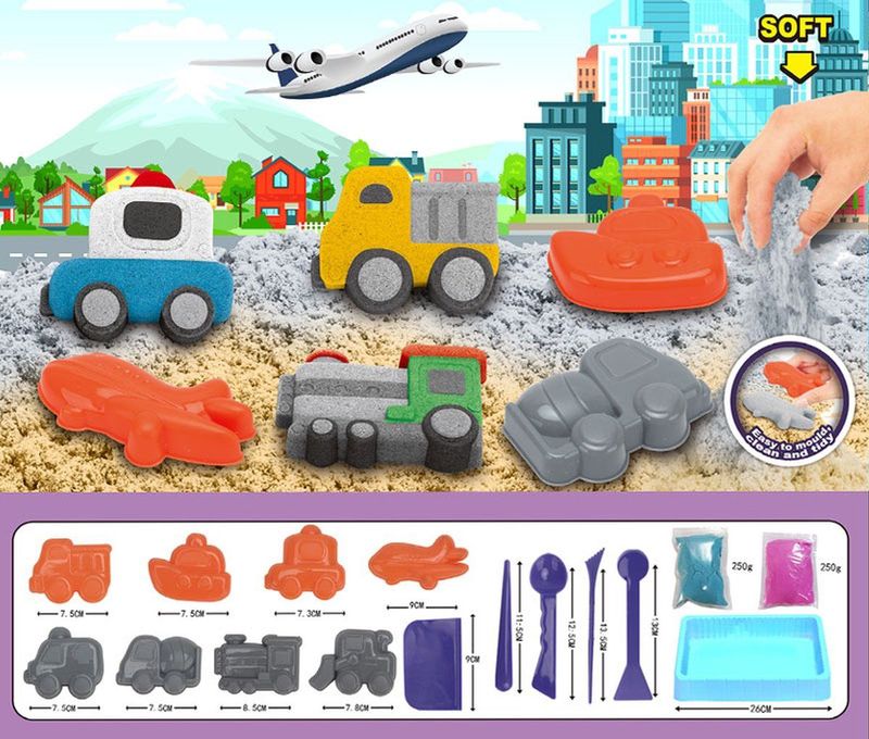Dynamic Sand - Zand - Sand - Knutselen voor kinderen - Speelgoed vanaf 3 jaar - Voertuigen - 500 Gram