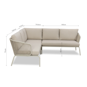 Loungeset Kopenhagen beige metaal