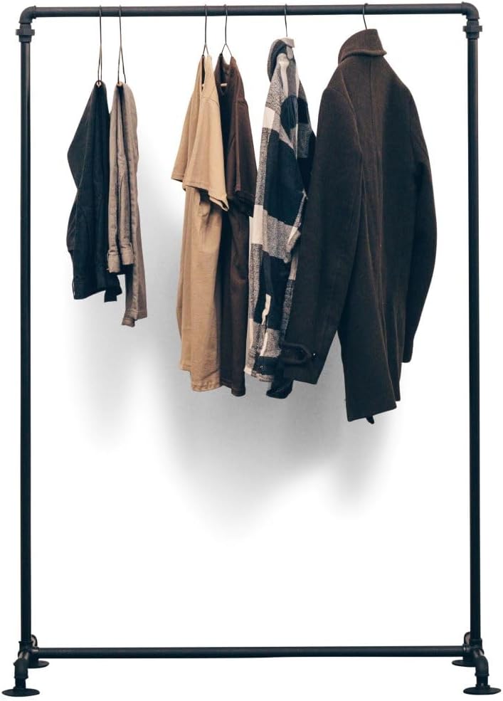 Kleiderständer Industrial Design freistehend Schwarz begehbarer Kleiderschrank Kleiderstange Garderobe Industrie H:114 cm x B:106 cm