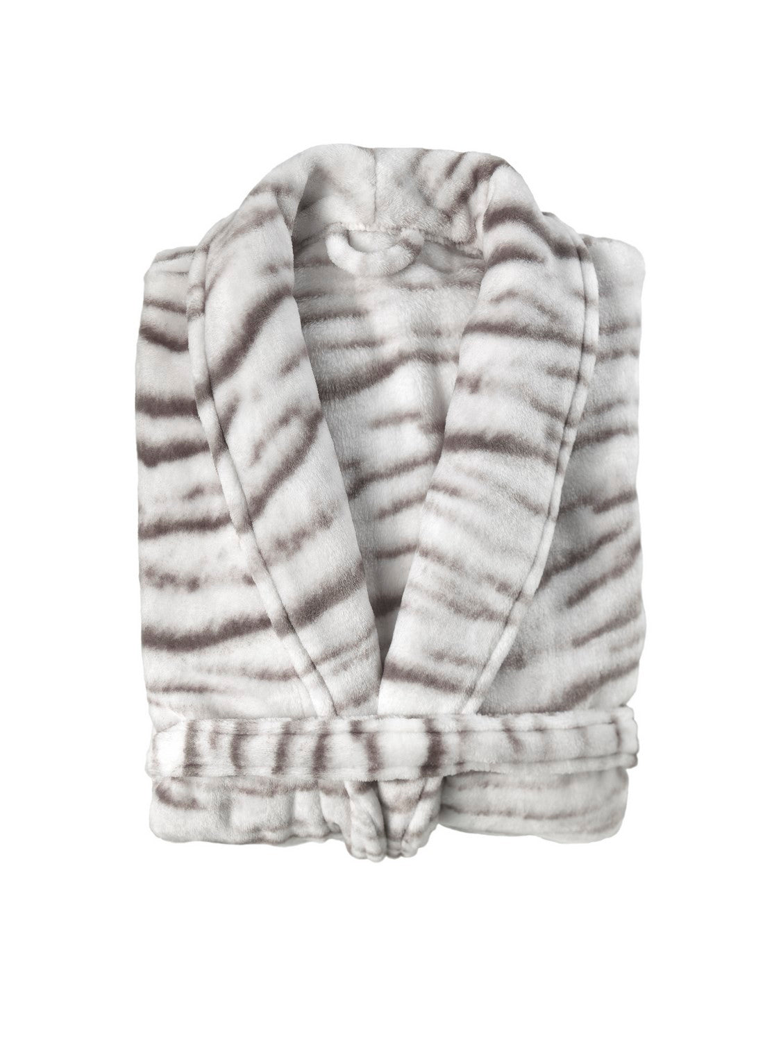 Zo Home Flanel Fleece Badjas Siberian White Tiger - grey - L