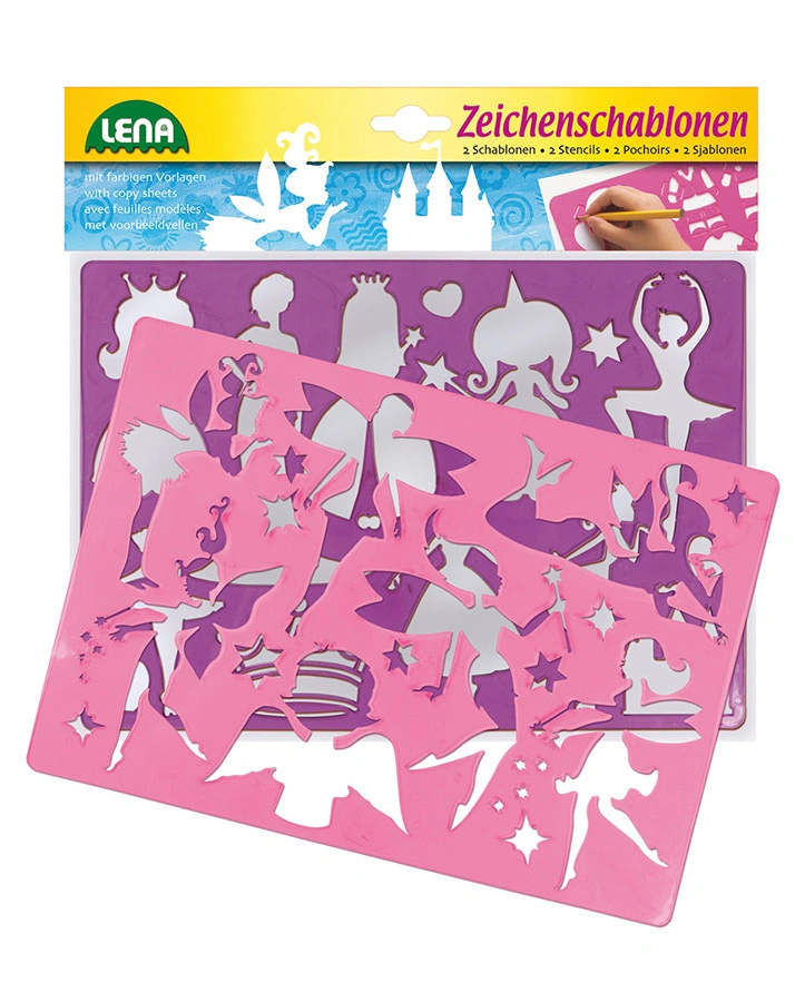 Zeichenschablone PRINZESSINNEN UND ELFEN in rosa oder pink