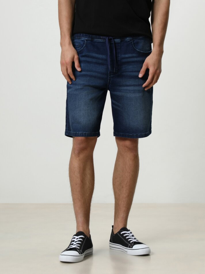 Bermuda de ganga jogger - Azul-marinho