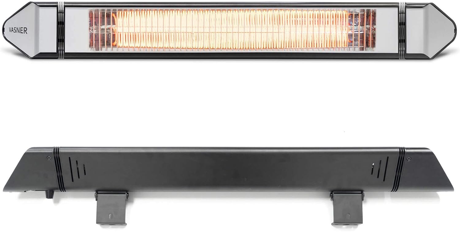 VASNER Teras 25 Basix – Elektrischer Terrassenstrahler mit 1 Heizstufe, 2500 Watt, Infrarot Heizstrahler für Outdoor, Infrarotstrahler Gastro/Terrasse, extern steuerbar (Schwarz)