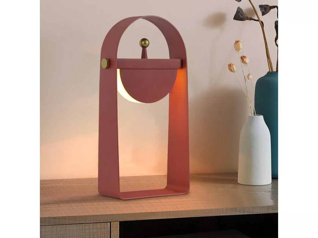 NETTLIFE Lampe de table LED Lampe de chevet Sans fil - Portable Veilleuse Luminosité Réglable 26CM，rose