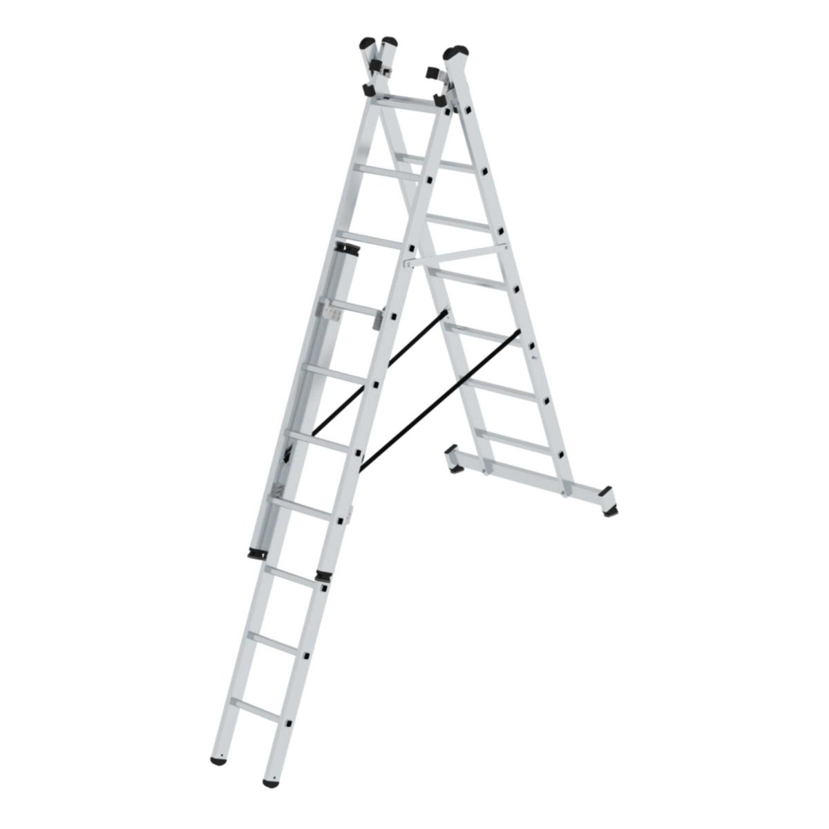 PROREGAL Multifunctionele Ladder, 3-delig met Dwarsbalk, 3 x 7 Sporten