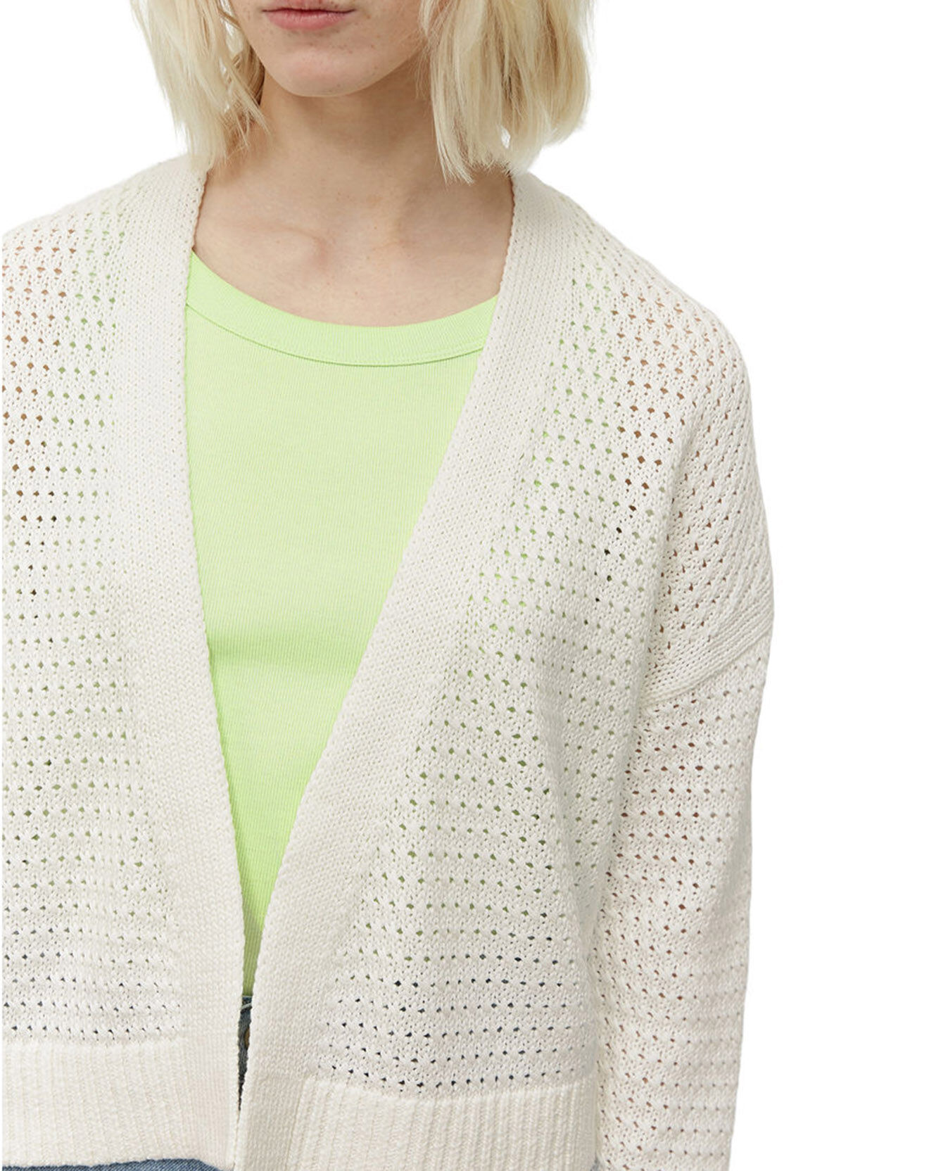 Marc O'Polo Gilet Tube Maille Ajourée blanc