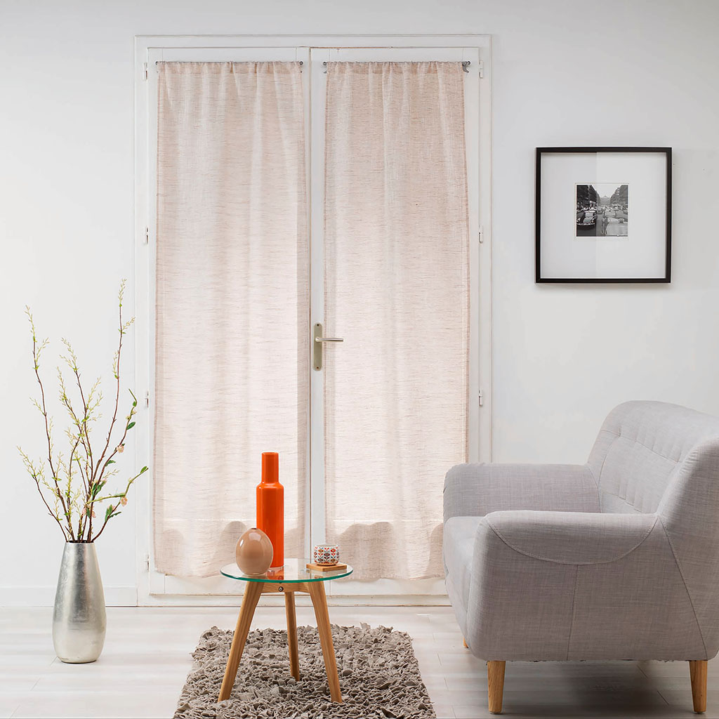 Paire de vitrages polyester MILZA beige 70x200cm