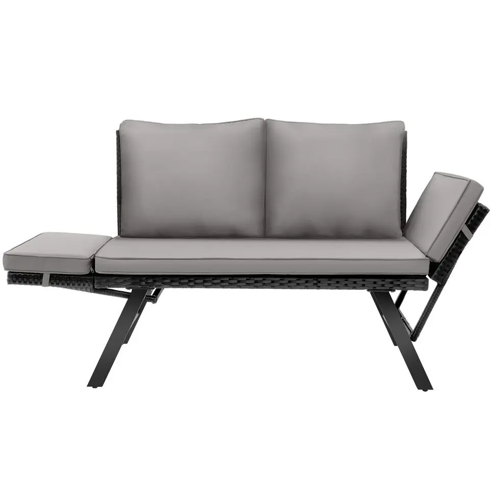 tectake - Wicker-loungesofa Sintra, verstelbare armleuningen, 2in1