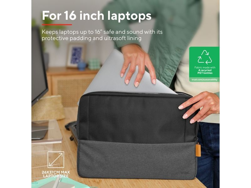 Trust Notebook-Sleeve Lisboa Schwarz, 16 