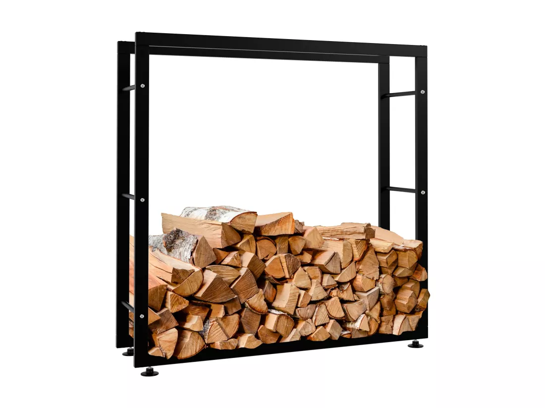 Etagère bois de cheminée - Métal - 100 x 25 x 100cm - Noir - Keri V2
