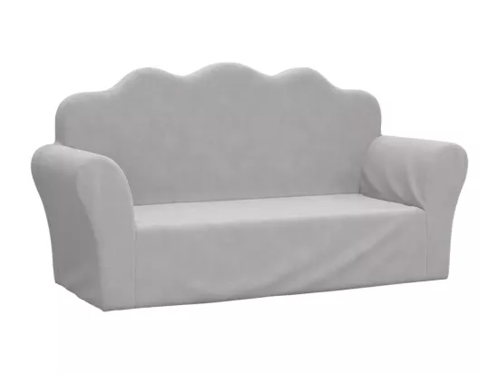 Canapé pour enfants 2 places gris clair peluche douce