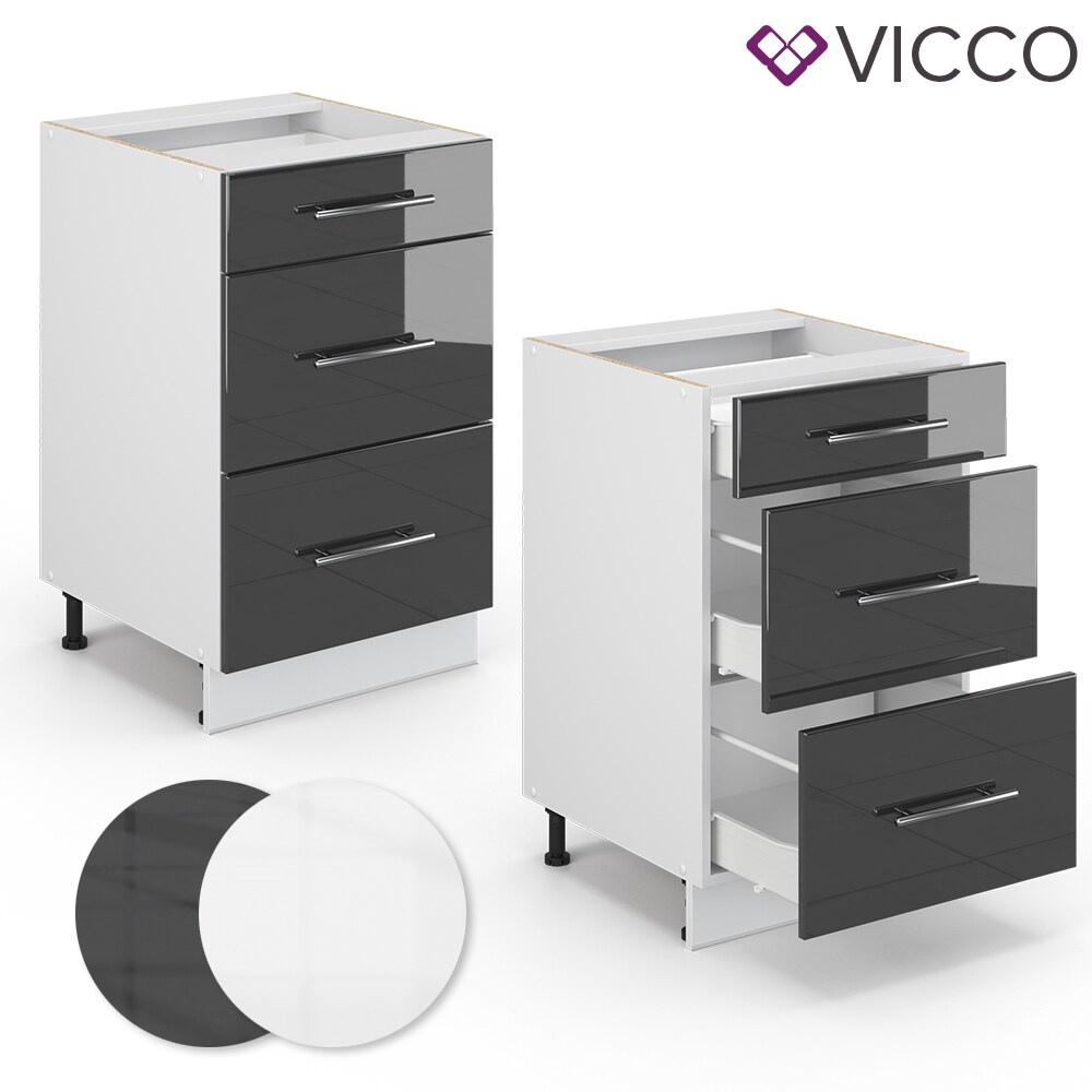 VICCO Schubunterschrank 50 cm Anthrazit Küchenzeile Unterschrank Fame