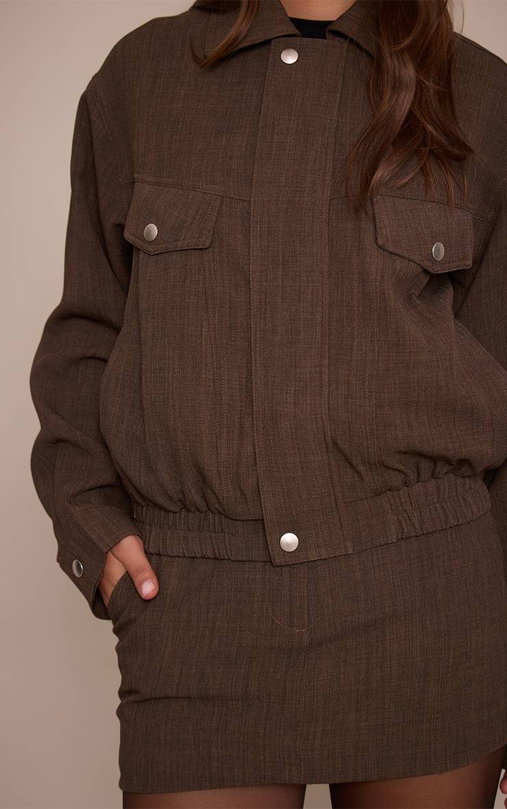 Taupe Veste Oversize Tissée Ajustée Avec Détails De Coutures