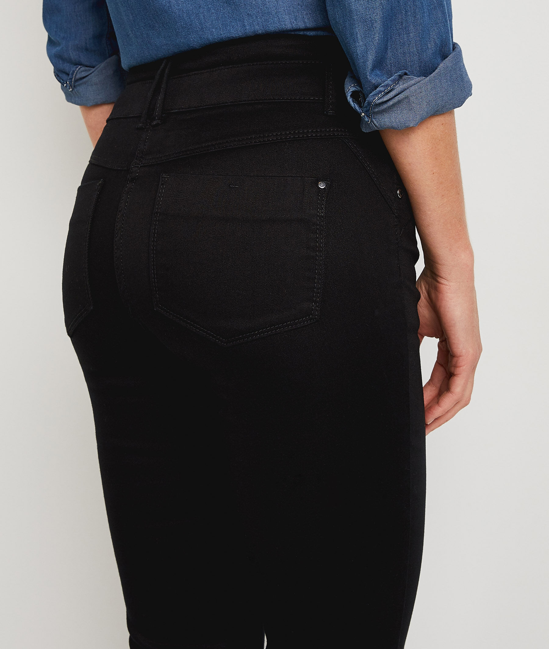 Jean raccourci taille haute HANOI femme - BLACK
