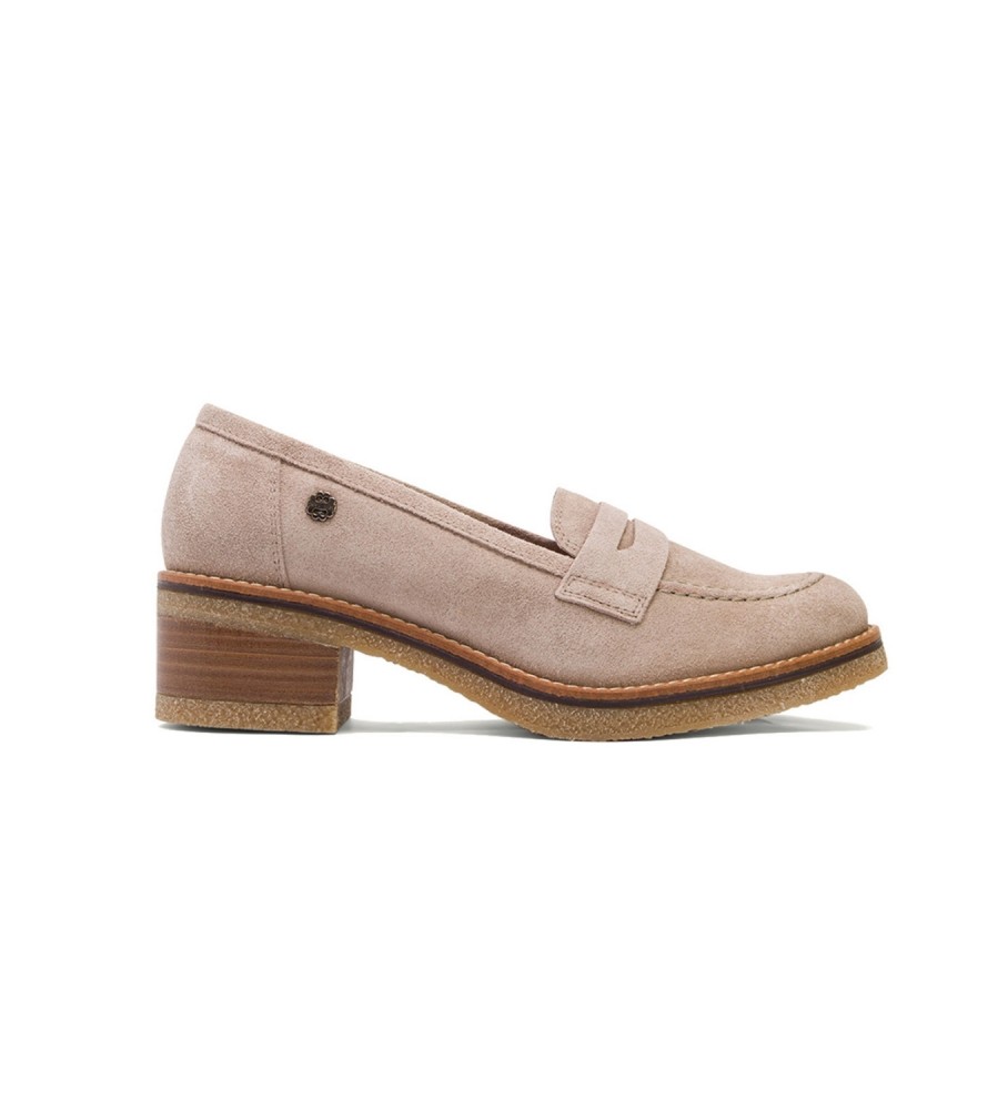 Mocassins Porronet Paris em couro bege - Altura do salto: 5 cm -