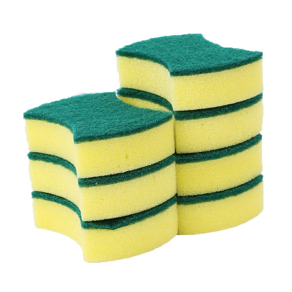 (10er Set) Küchen Schwamm Reinigungs Schrubber Haushalts Putzschwamm - Gelb / Grün