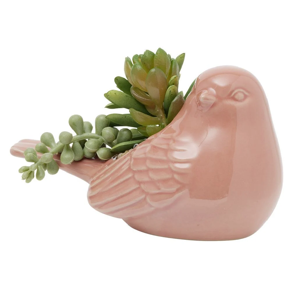 Plante artificielle pot oiseau en céramique H9cm