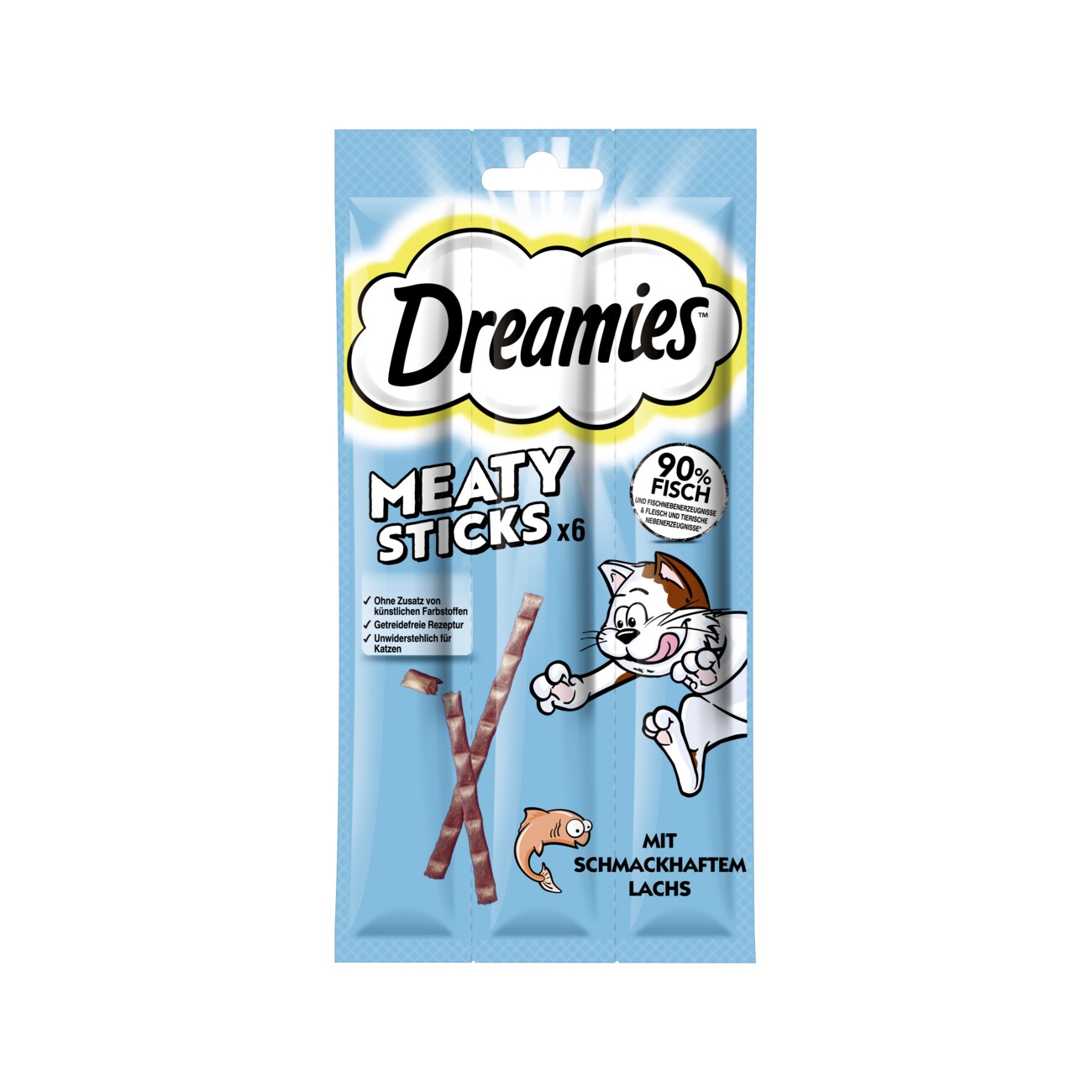 Dreamies Meaty Sticks Snack Adult Lachs 14x30 g