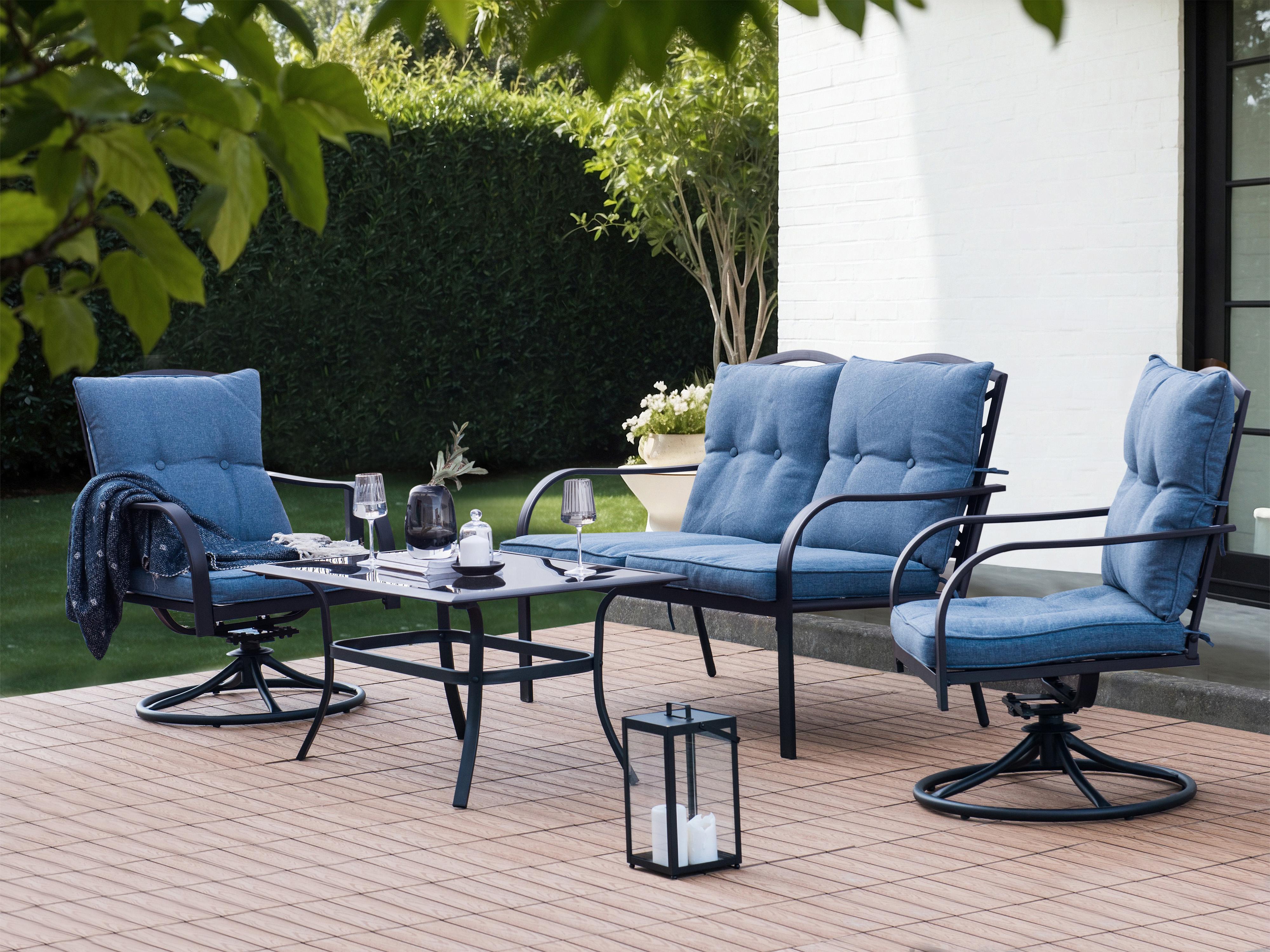 Loungeset met tafel 4-zits MESTRINO Metaal Blauw