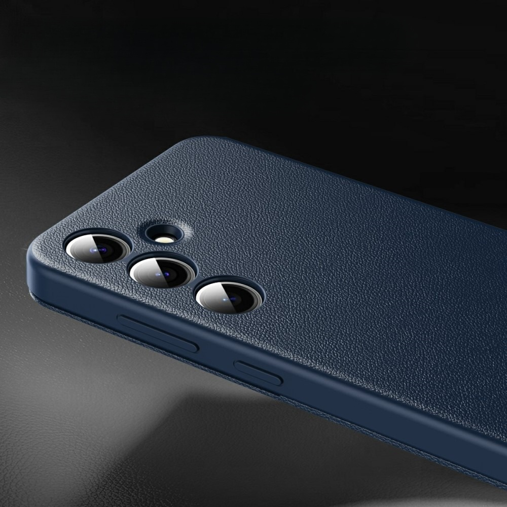 Samsung Galaxy A56 Leder Hülle Small Window View Flip Case Litchi Look - Dunkelblau