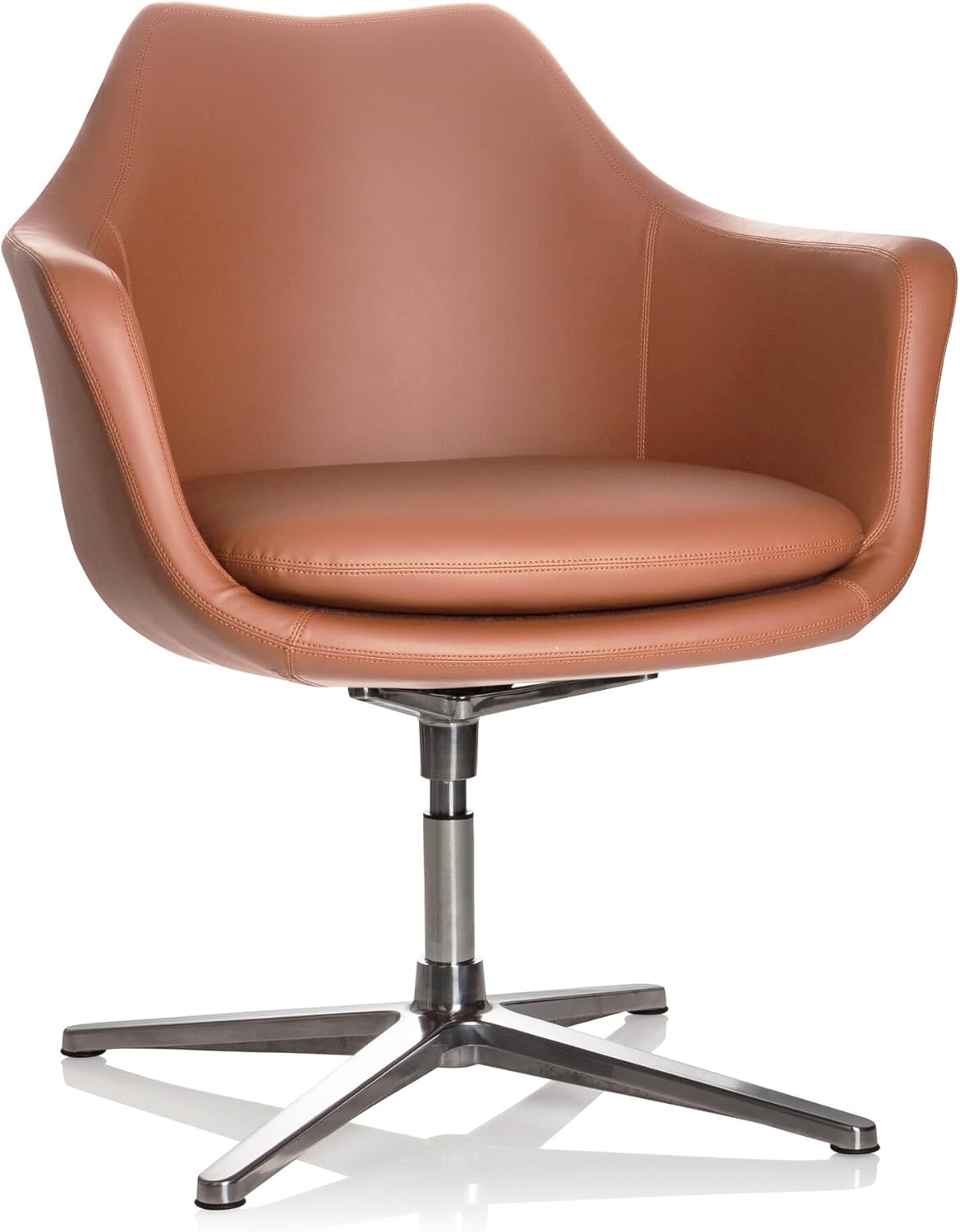 hjh OFFICE 600988 Lounge Sessel Artemia Kunstleder Braun Drehsessel im eleganten Design