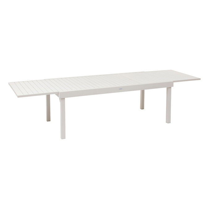 Ensemble table de jardin extensible + 12 fauteuils empilables PIAZZA Argile